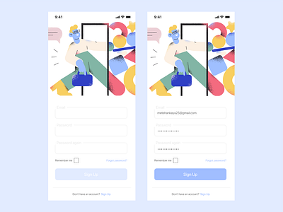 #DailyUi - 001 Sign Up app daily ui daily ui 001 daily ui challange design log in mobile sign up ui ux