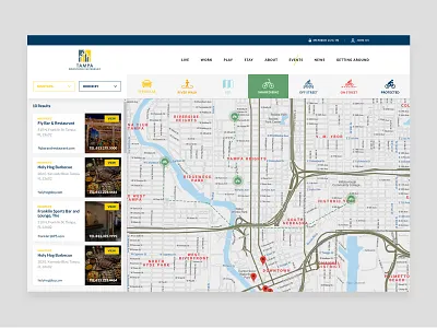 Tampa Downtown Partnership - Map booking clean directory flat listing directory ui ux web