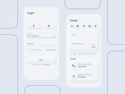 Bank App - Neomorphism New Skeuomorphism bank credit card daily 100 dailyui design design trends dribbble flat neumorphism skeuo skeuomorph ui ux web