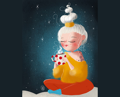 Tea Time character curve curvy digital illustration digitalart illustration ipadpro procreate procreate art tattoo tea winter