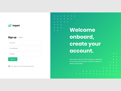 impart Web Application Sign up Page branding creative css design html modern ui ux design web web design