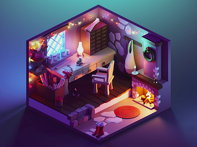 Toy Workshop 3d blender christmas diorama illustration isometric low poly lowpoly lowpolyart render room workshop xmas