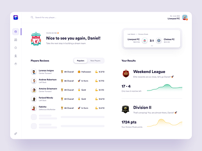 FUT - Light competition concept dashbord design fifa football game gaming light players results ui ux web webapp webdesign