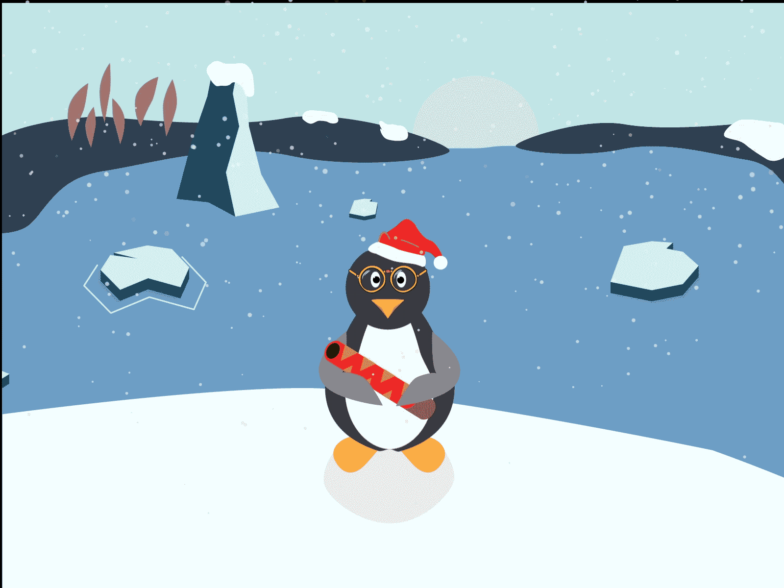 Happy Holiday 2020 adobe after effect animation confetti merry christmas new year penguin polo snow