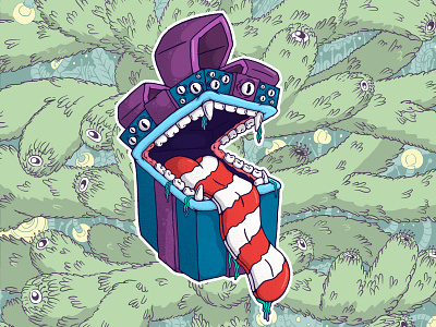 New Year's ravenous gift character character design christmas design illustration monster new year scary