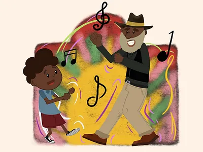 Dance grandad dance illustration
