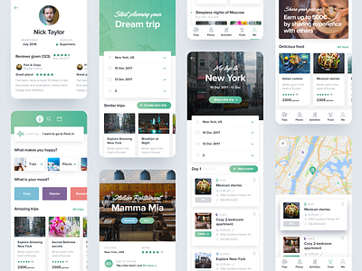 Please iOS App application card clean clean ui flat green ios ios app minimal mobile modern please restaurant trip trip planner ux uxui voice white