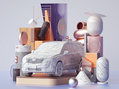 Illustration for Cadillac 3d cinema4d illustration inspiration modern octane set design