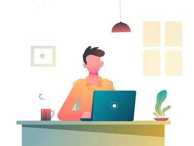 Leto - Less to do! character character animation coffeemug design explainervideo illustration laptop leto plant studiotale