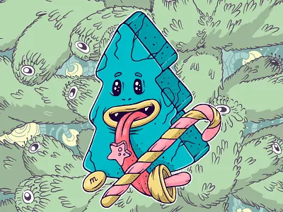 sweet tree candy caracter christmas illustration ipadpro monster new year procreate sweet tree