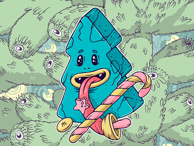 sweet tree candy caracter christmas illustration ipadpro monster new year procreate sweet tree