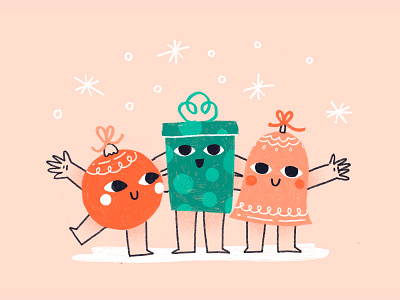 Merry and bright bell cute festive holiday present procreate snow winter