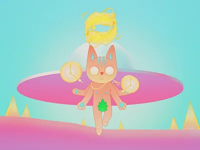Milien alien cat color design illustration ufo