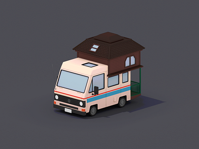 Van Conversion 3d 3d illustration 3dart b3d blender car design illustration isometric isometric illustration lowpoly lowpolyart road truck van