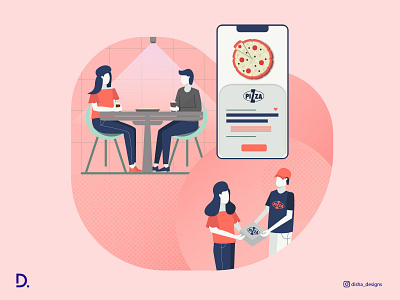 Restaurant vs Food Delivery app art blog design flat food food app illustration minimal modern ui vector web