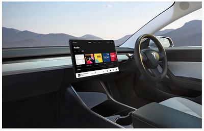 Tesla in-car interface auto car car interface design entertainment figma in car interface media photoshop action spotify tesla ui uiux ux