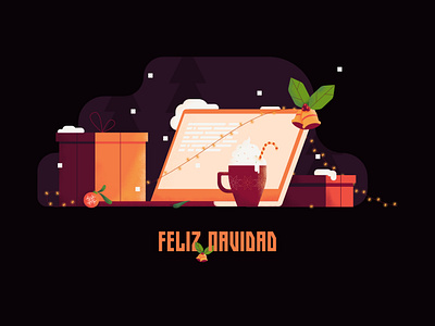 Feliz Navidad Merry Christmas affinitydesigner candy cane christmas colors design feliz gifts happy holidays illustraion illustration laptop lights merry merry christmas navidad presents rice vector