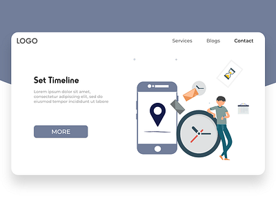 Set Timeline app promotion clock illustration location on time set timeline waiting