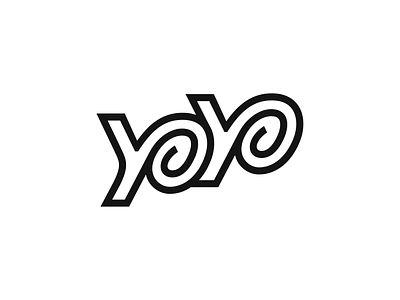YOYO Type Exploration alphabet black and white brand identity branding classic solid timeless connection for sale unused buy hand drawn letter y o line lines path logo mark symbol icon monochrome negative space play playful sketch together type typography text custom wordmark