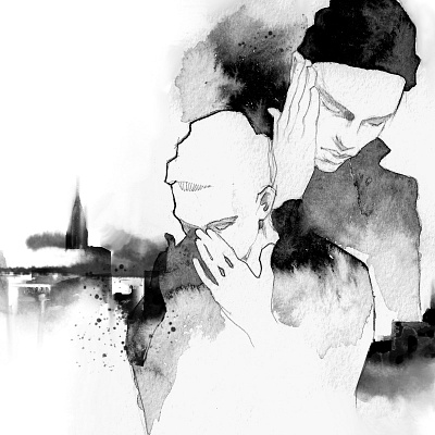 Don't deny black black and white characters city fashion illustration illustration ink ink illustration male portrait sketch watercolor