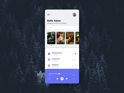 Hunting Calls iOS App For Hunters 2020 best ui hunter hunting ios app design jungle latest minimal mobile mobile app design mobile design mobile ui music app music player pet player sound app trendy