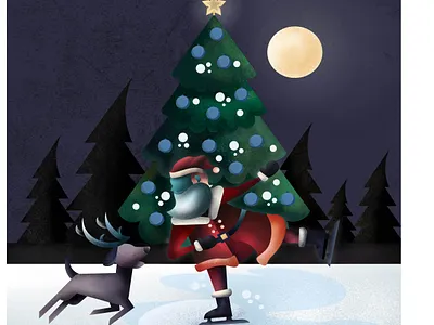 santa on ice affinity designer christmas christmas tree holiday illustration ipad