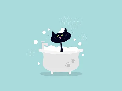 Relaxing cat animals bath bathroom cat character design dribbble illustration relax ui vector