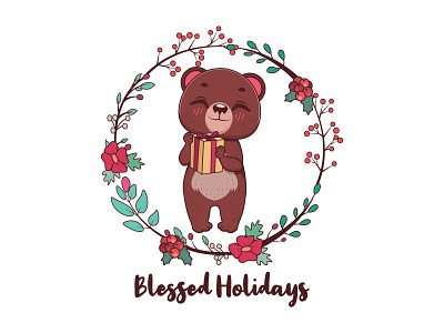 Xmas bear animal bear cartoon celebration character christmas cute festivity funny happy holiday kawaii xmas