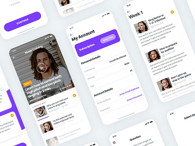 Learning Platform UI app branding card clean design kit landing minimalistic mobile mobile app music player screen settings ui ux video web white