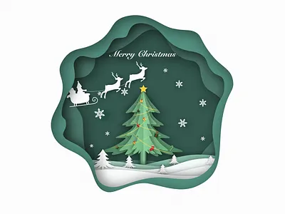 Merry Christmas❄️⛄️🎄 christmas tree elk gift illustration paper cut santa claus snowflake sock