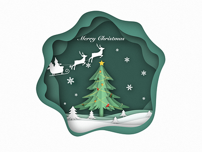 Merry Christmas❄️⛄️🎄 christmas tree elk gift illustration paper cut santa claus snowflake sock