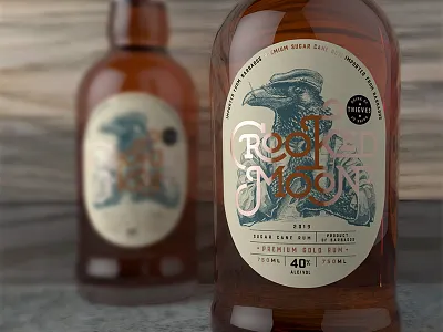 Crooked Moon - Gold Rum Label label design liquor package design packaging rum