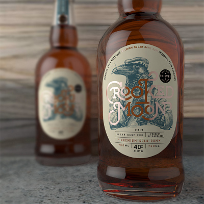 Crooked Moon - Gold Rum Label label design liquor package design packaging rum