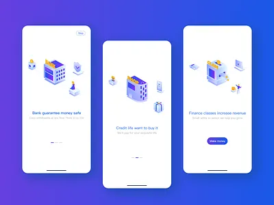 APP guide page design 2.5d illustration ui designs 金融