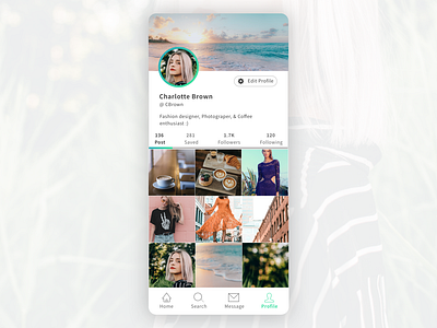 Social Media App - User Profile mobile app social media design ui ui challenge ui design uidesign user profile userprofile