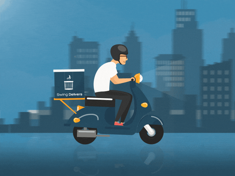 Delivery motorcycle animated city skyline deliver delivery delivery boy fake 3d gif looping motorcycle street