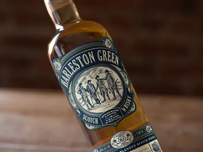 Harleston Green Scotch Whisky bottle label liquor branding liquor label package design packaging whisky