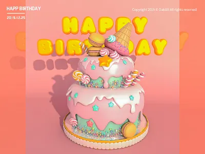 happy birthday c4d designs illustration 练习