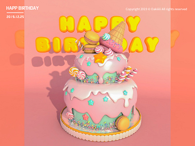 happy birthday c4d designs illustration 练习