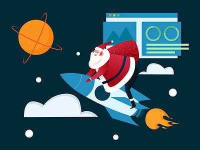 Ho Ho Ho.. Christmas Time! adobeillustrator biznetgio character christian christmas christmas illustration design feliz navidad funny holiday illustration merry christmas merry xmas present rocket santa santaclaus vector website xmas