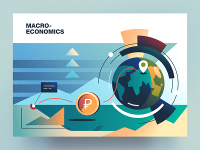 Macroeconomics analytical center cartoon illustration macroeconomics tolstovbrand vector