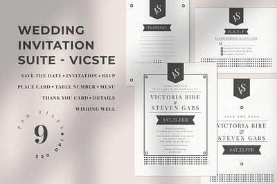 Wedding Invitation Suite - VICSTE card classy diy elegant feminine greeting greeting card greeting cards invitation invitation card invitation design invitation set invitations invite minimal modern wedding card wedding invitation wedding invitations wedding invite