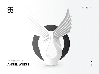 Angel Wings black and white branding clean design grey minimal monochrome sculpture simple typography white wings