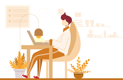 working time character design illustration laptop minimal sitting work