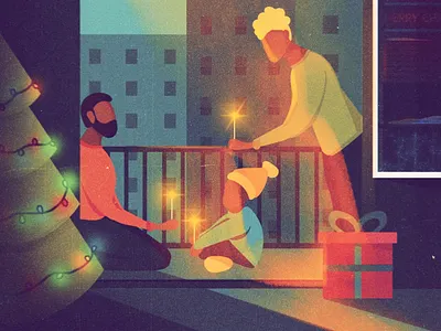 Christmas family. adobe art character christmas city couple design digital family gift illustration illustrator instagram landscape light love merrychristmas social vector