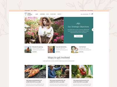 Sunny Orchard 🌱🥕 clean colorful design farm flower garden landing landing page landscaping modern orchard organic plants shop ui ux web