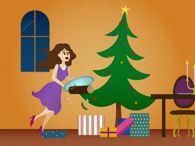 Merry Christmas ! christmas girl illustration night vector