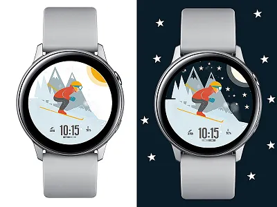 Skiing - Watch Face active classic design digital electronics galaxtwatch galaxy watch gears3 graphic design illustration samsung screen smart smartwatch tech technology watch watchface wearable wearable tech