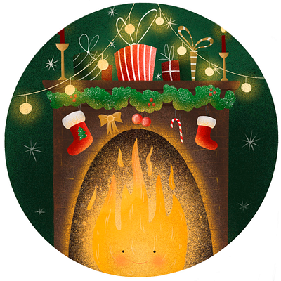 Fireplace Christmas illustration for kids child children children book illustration childrens illustration for kids illustraion illustration art illustrator israel israel illustrator