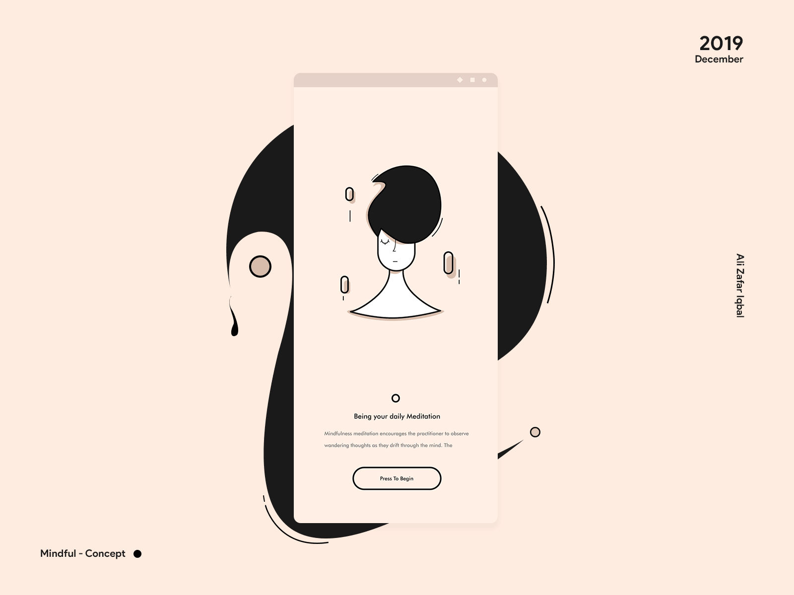 Mindful - Concept adobe xd animation branding illustration material design minimal motion design onboarding ui ux vector